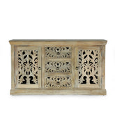 Indian Handmade Solid Wood 2 Door & 3 Drawers Carved Sideboard